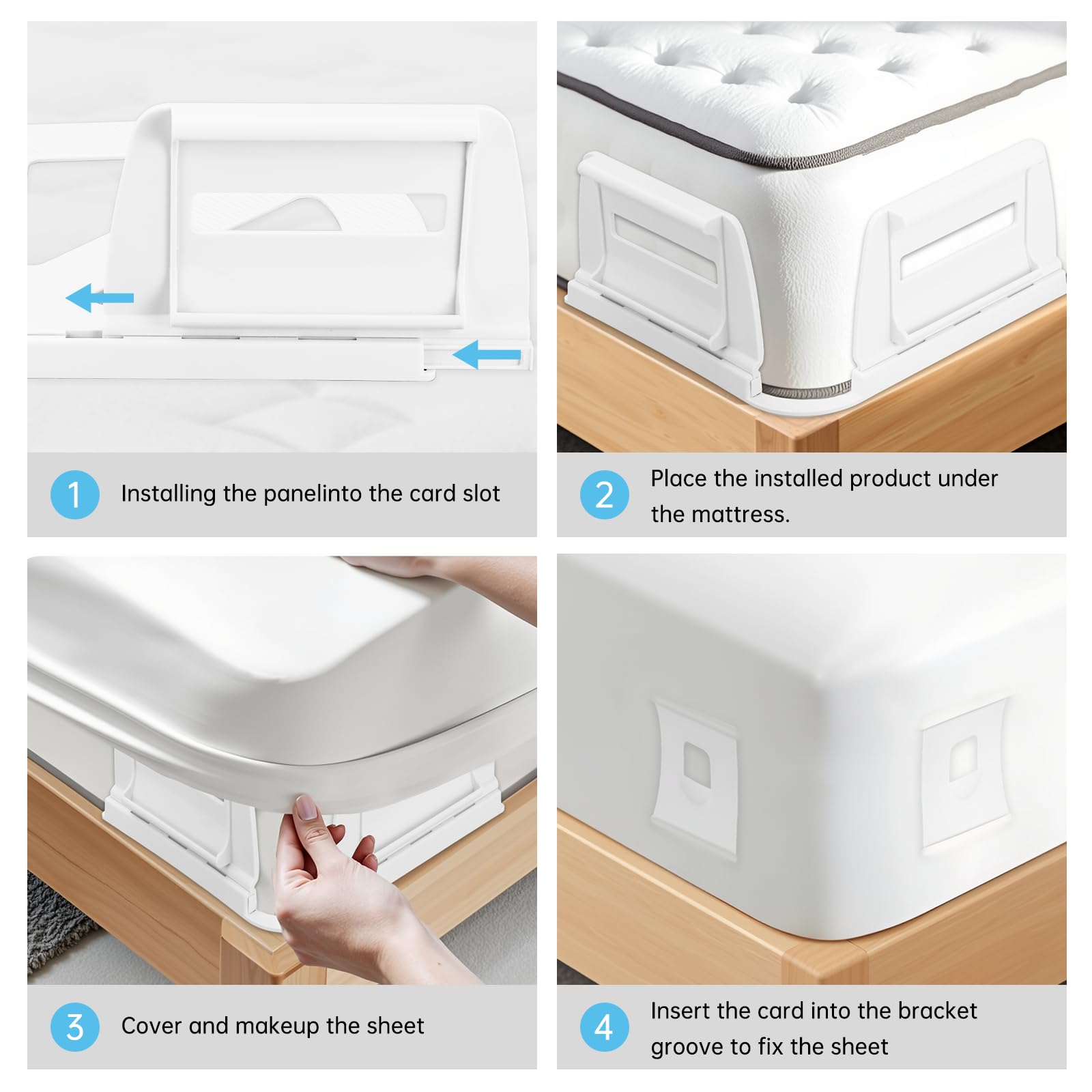 Upgrade Bed Sheet Holders for Corners: 4Pcs Fitted Lock Sheet Holders Keep Sheets Firm & Tight, Heavy Duty Bed Sheet Clips, with Clip Easy to Install for All Mattress Sizes - No More Loose Sheets