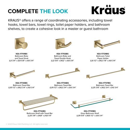 KRAUS Ventus 24-inch Bathroom Towel Bar, Brushed Gold Finish, KEA-17737BG