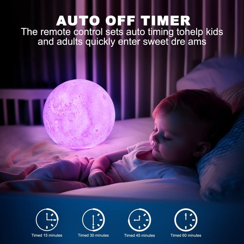 Moon Lamp - 6-Inch Sliding Control Night Light with 16 Colors & Unique Stand | Perfect Gift for Kids & Adults