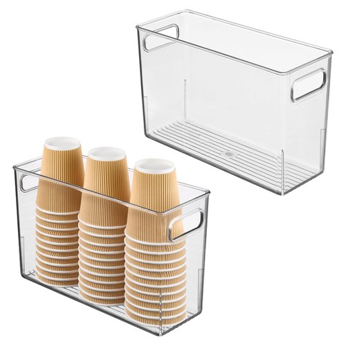 iDesign Tall Plastic Storage Bin with Handles for Fridge or Freezer - Set of 2 - Clear - Made in USA