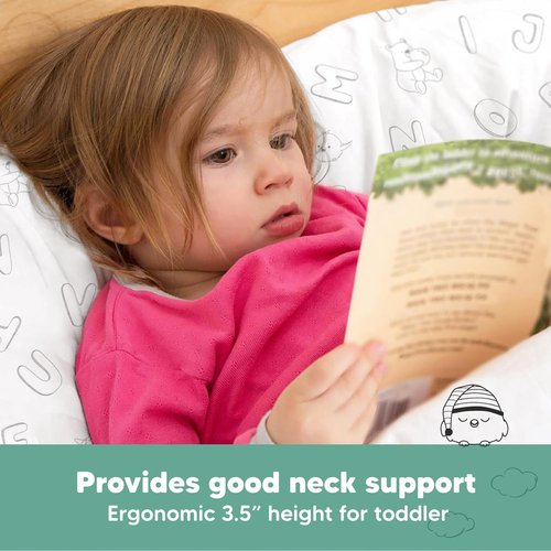 My Little Dreamy Toddler Pillow - Organic Cotton Travel Bed Pillow with Soft, Breathable Pillowcase | 13x18 Inches for Ages 2-5