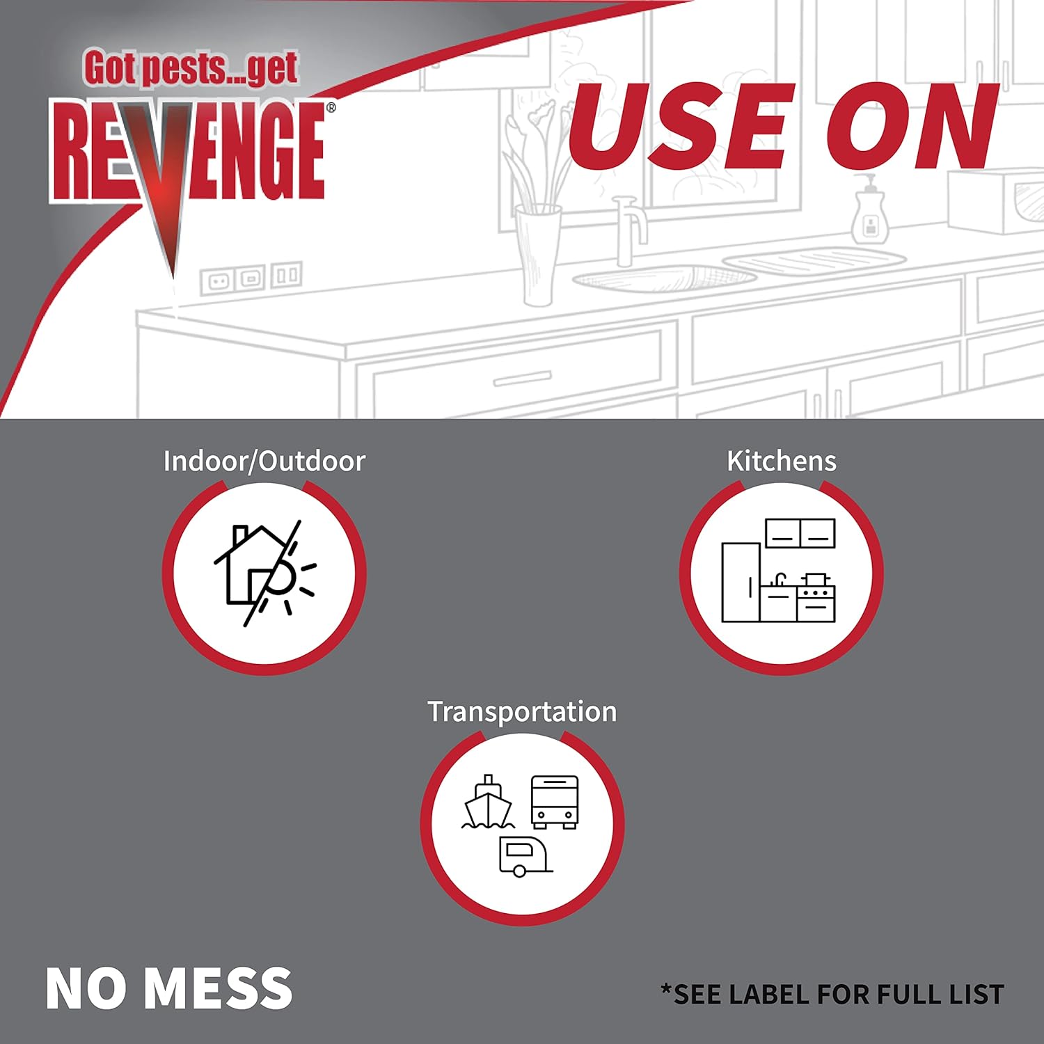 REVENGE Liquid Ant Bait Stations - Pack of 3, Ready-to-Use Indoor & Outdoor Trap, Kills Ants & Roaches