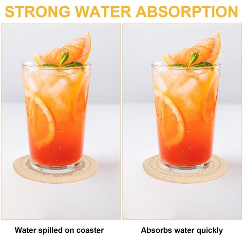 YYGMSS 6 Pcs Drink Coasters, Absorbent Coasters for Drinks,Cotton Woven Coaster for Dinning Room Decor Housewarming Cup Mat for Hot Cold Drinking