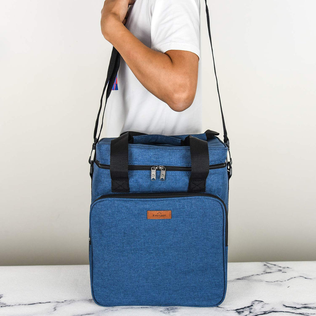 Freshore® Insulated Wine Carrier 6 Bottle Bag Tote Removable Padded Divider Cooler - Portable Travel Carrying Canvas Case Adjustable Shoulder Strap - (Space Grey)