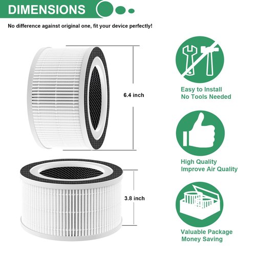 Skydiras 2-Pack Fillo/Allo Replacement Filter Compatible with Afloia Fillo and Mooka Allo Air Purifier, 3-in-1 H13 True HEPA Filter