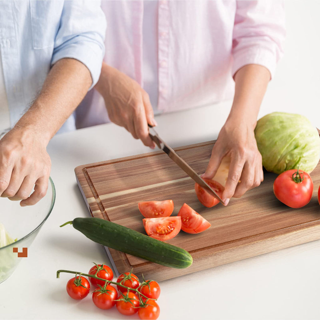 GAOMON 24 x 18 Large Acacia Wood Cutting Board, Extra Large, with Handle, Juice Groove, Reversible, Rectangular