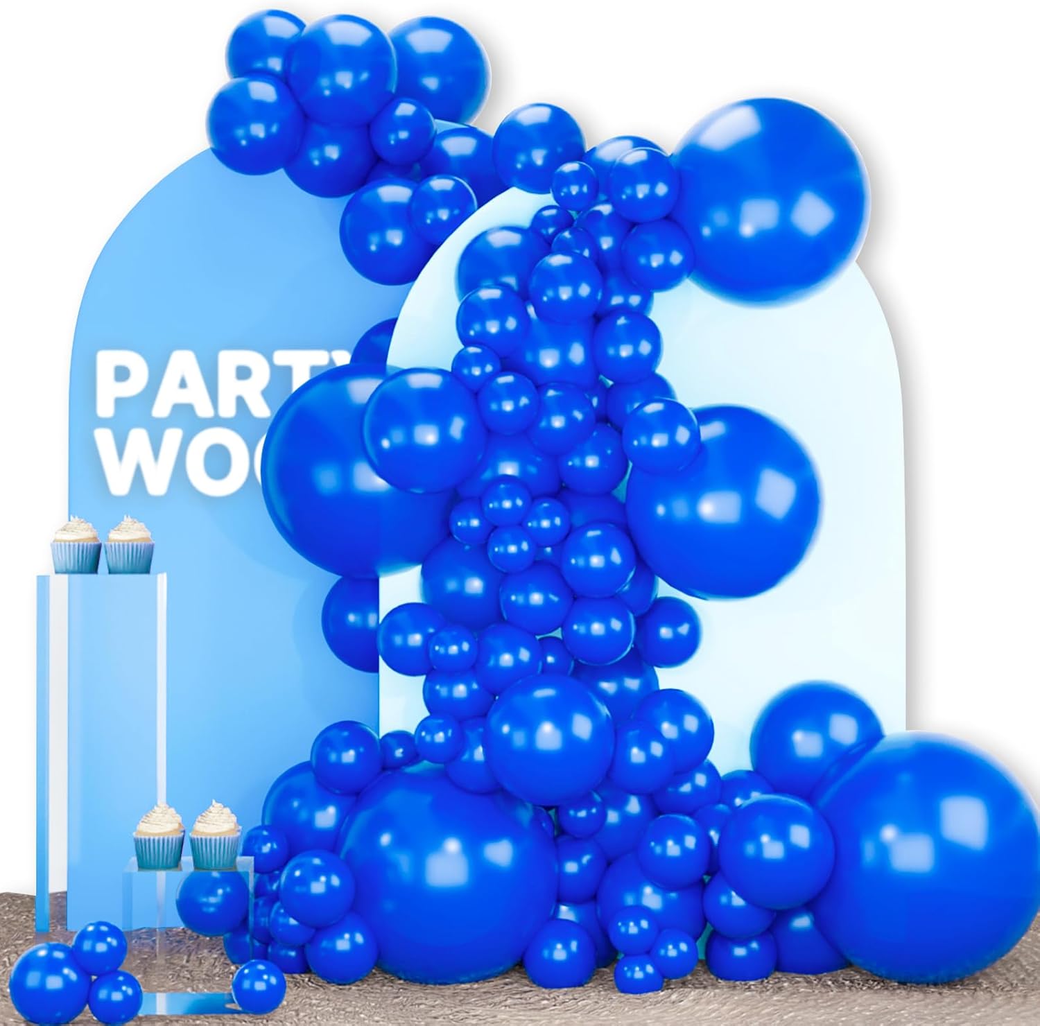 PartyWoo Royal Blue Balloons - 140-Piece Arch Kit for Baby Shower & Graduation | 5-12 Inch Sizes