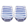 Kate Spade New York Charlotte Street 2Pc Stemless Wine Glass, 2 Count (Pack of 1), Blue