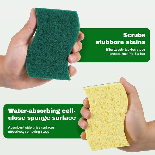 Heavy Duty Scrub Sponge - 9 Pack Tough Cleaning Tool for Grills, Stovetops & Pots | Durable Dual-Sided Design
