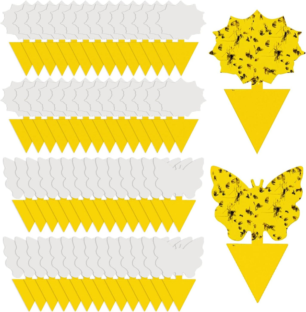 Skiennix 58 Pack Flying Insect Traps - Non-Toxic Yellow Sticky Traps for Gnats, Flies & Bugs | Indoor & Outdoor Use