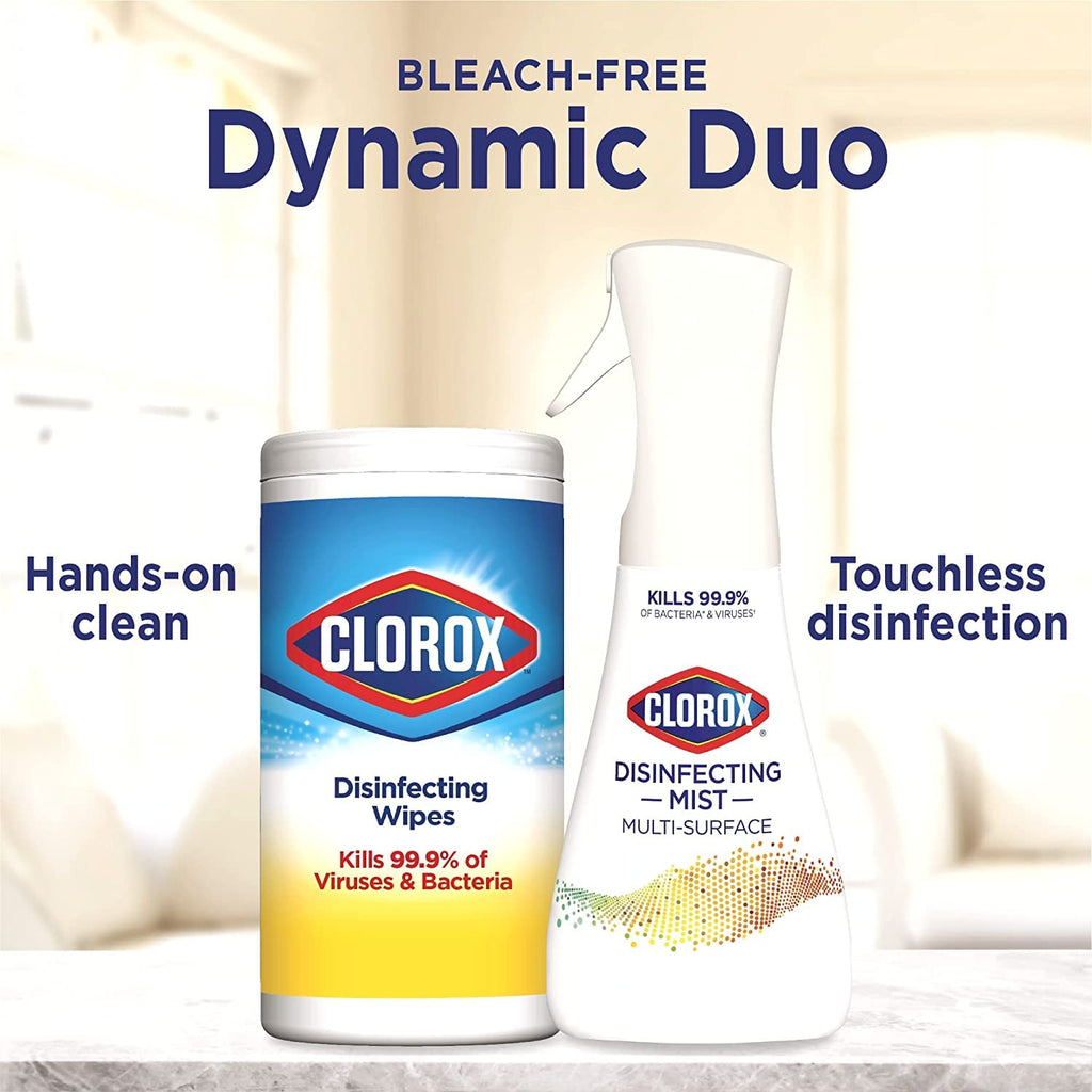 Clorox Cleaning Bundle Disinfecting Mist Lemon & Orange Blossom Scent 1 Spray Bottle, 1 Refill, 16 Fl Oz Each Scentiva Disinfecting Wipes, Pacific Breeze Coconut Scent-3-Pack-75ct Each
