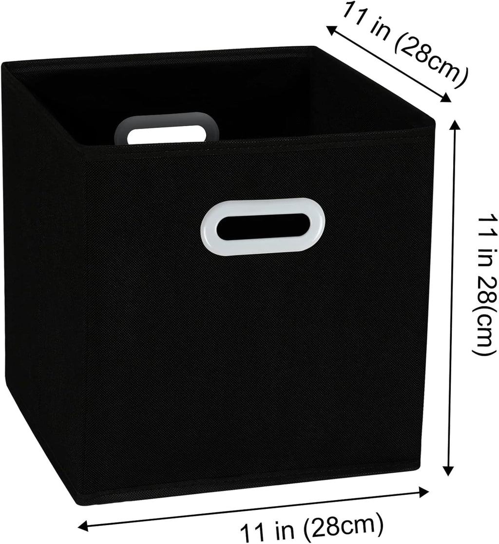 Skiennix Fabric Storage Bins - Foldable Cube Organizer with Dual Handles | Set of 3, Black