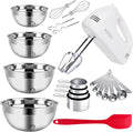 Skiennix 5-Speed Electric Hand Mixer - Includes 4 Large Mixing Bowls & Stainless Steel Whisks | Perfect for Baking