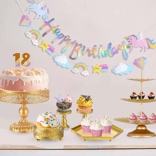 Voittozege 10 Pcs Gold Cake Stand Set, Metal Cupcake Holder Dessert Table Stands and Trays, Pastry Candy Fruits Serving Plate Display for Christmas, Wedding, Birthday, Anniversary