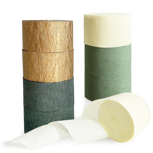 Sage Green Crepe Paper Streamers 8 Rolls 656 ft Crepe Paper Decorations for Birthday Party, Baby Shower, Wedding, Bridal Shower, Bachelorette