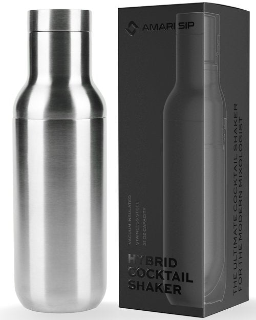 AMARI SIP - Hybrid Cocktail Shaker | Vacuum Insulated Stainless Steel | Large 31oz | Leak Proof | Built-in Measurement System, Strainer and Jigger Lid | Big Size Drink - and Bar Shaker | Bartender