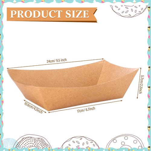 Sherr 500 Pcs 5 lb Kraft Paper Food Trays Boats Bulk, Disposable Nacho Kraft Paper Food Serving Trays Brown for Nachos, Tacos, Fries, Hot Dog, Corn, Bbq, Festivals, Party (Natural)