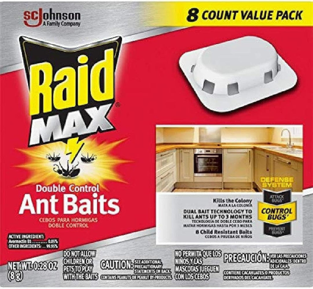 Raid Max Ant Baits - Double Control Formula Kills Entire Colony | 8 Count