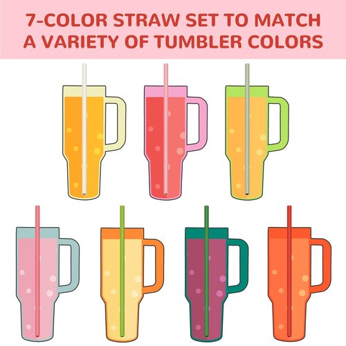 Tomorotec 15-Pack 12" Reusable Silicone Drinking Straws for Stanley Tumblers 20oz, 30oz, 40oz with 2 Cleaning Brushes, BPA-Free Food-Grade Vibrant Colors Flexible Straws for Family Use (Watermelon)