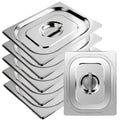6 Packs 1/2 Half Size Hotel Pan Lids, 12.9''L x 10.6''W Stainless Steel Steam Table Pan Lid with Handles, Metal Hotel Pan Covers for Home, Buffet, Cafeteria, Commercial Restaurant