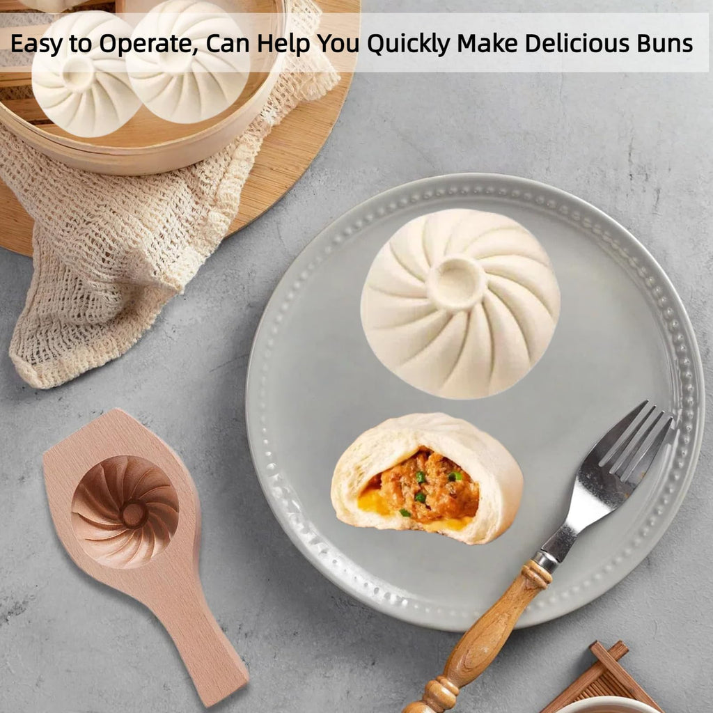 Bnrkmeb Wooden Bao Bun Maker,Baozi Maker Machine,Wooden Steam Bun Mold,This Kitchen Appliances And Gadgets Is the Best Gift for Asian Food Enthusiasts And Dumpling Maker (Steamed Bun A)
