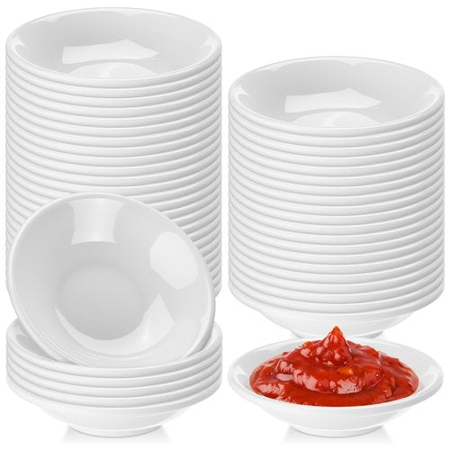 Mimorou 100 Pcs Soy Sauce Dish White Dipping Bowls Bulk, 1.2 oz Asian Small Sauce Bowls for Sushi, Ketchup, Vinegar, Olive Oil, Soy, Spices, BBQ Chip and Dip Serving Bowl Set Gift (Resin)