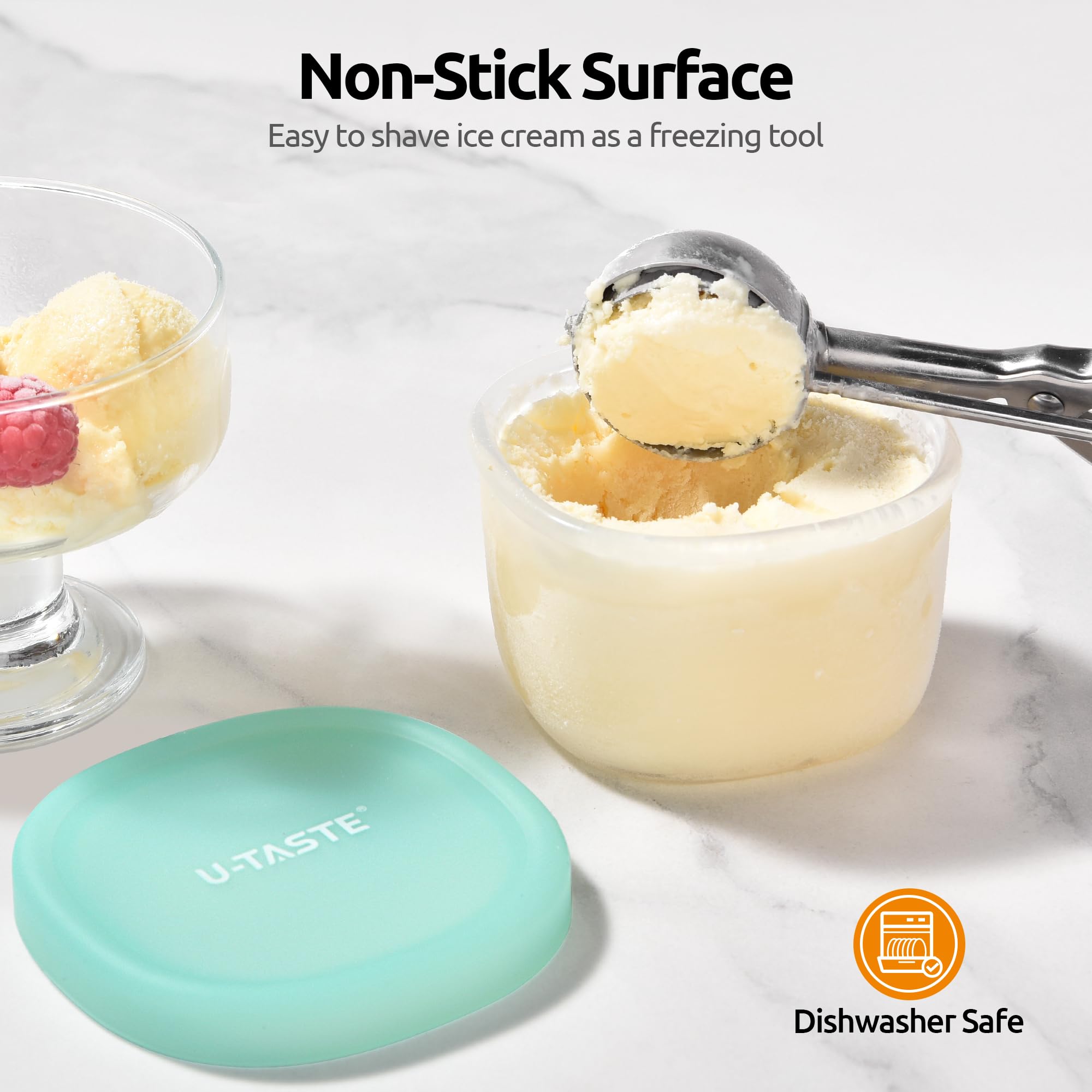 U-Taste 3oz 6oz Small Storage Containers: Food Grade Liquid-Silicone Freezer Box with Airtight Lid, Microwave Safe with Clear Measurements, Reusable for Meal Prepping Portion (Set of 4, Aqua Sky)