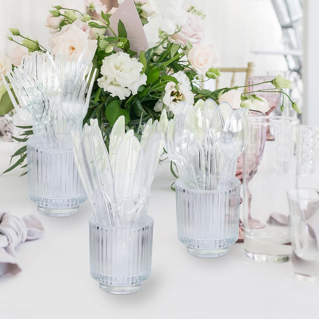 SACATR Heavy Duty Disposable Plastic Forks - 100 Count, BPA-Free, Clear Silverware for Parties & Events