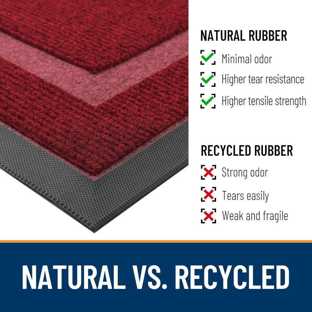OLANLY Half Circle Door Mat - Waterproof All-Season Doormat for Indoor/Outdoor Use | 59x23, Wine Red
