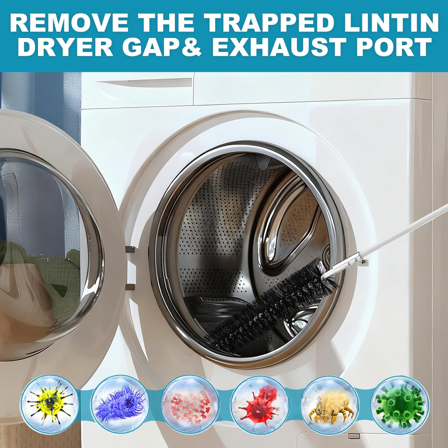 Sealegend 40 Feet Dryer Vent Cleaner Kit - Upgraded Flexible Brush with Drill Attachment for Easy Lint Removal