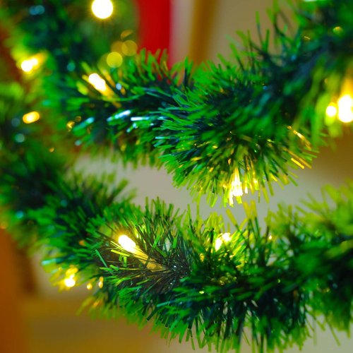 2 Pack Christmas Garland with Lights, Total 38 Feet 80 Led Lighted Pre-Lit Long Garlands for Stairs Railing Fireplace Mantle Door Battery Operated Frame Decor Green Greenery Indoor Outdoor Decorations