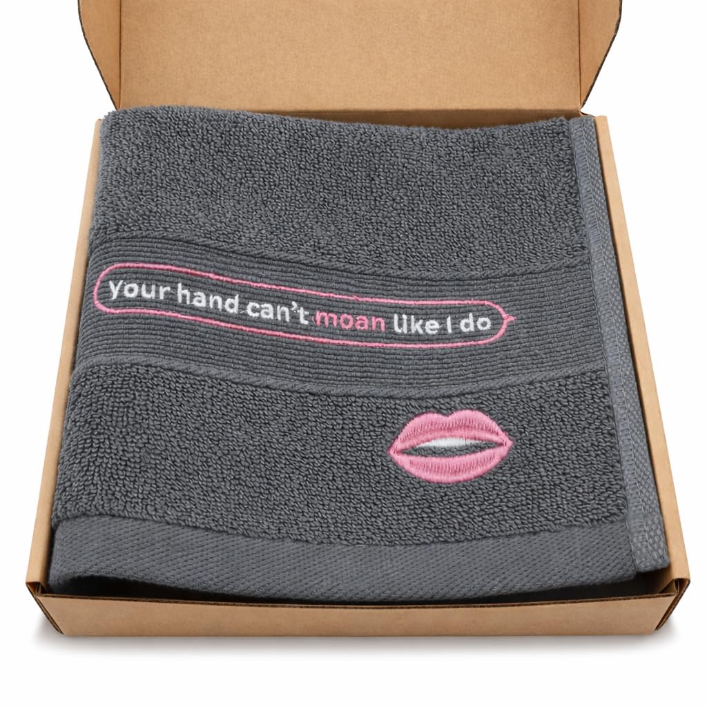 Tetramony Funny Gag Gift for Him – Clean-up Towel with Playful Slogan – Perfect Romantic Couples Present for Boyfriend, Husband, Valentine’s Day Ready Box – Gray Color, 1 PC per Box