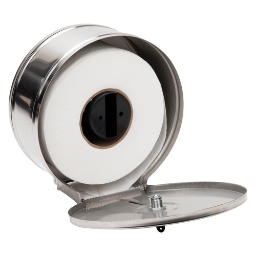 Mind Reader Toilet Paper Dispenser, Wall Mount, Lock with Key, Restroom, Stainless Steel, 10"L x 10.25"W x 4.5"H, Silver