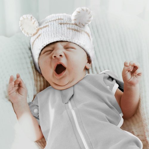 ANYEDDE Baby Swaddle 2-Pack - Arms Up Design with Removable Cuffs & 2-Way Zipper, Gray Stars, Breathable Cotton for 3-6 Months