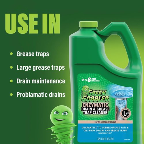 Green Gobbler Enzyme Drain Cleaner - Breaks Down Grease, Fat & Odors in Sewer Lines | 1 Gallon