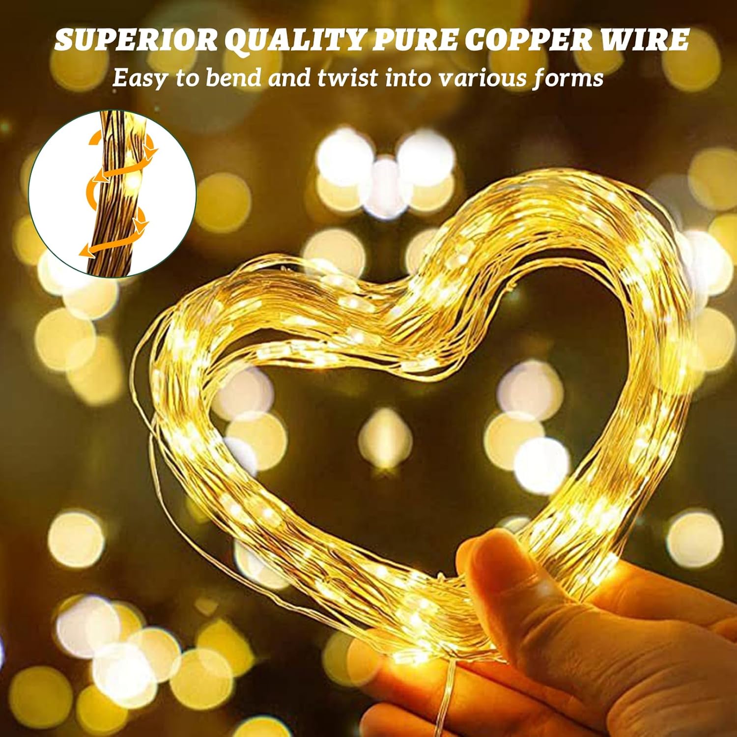 Skiennix 33ft 100 LED Fairy String Lights - Waterproof Warm White Twinkle Lights for Indoor & Outdoor Decor