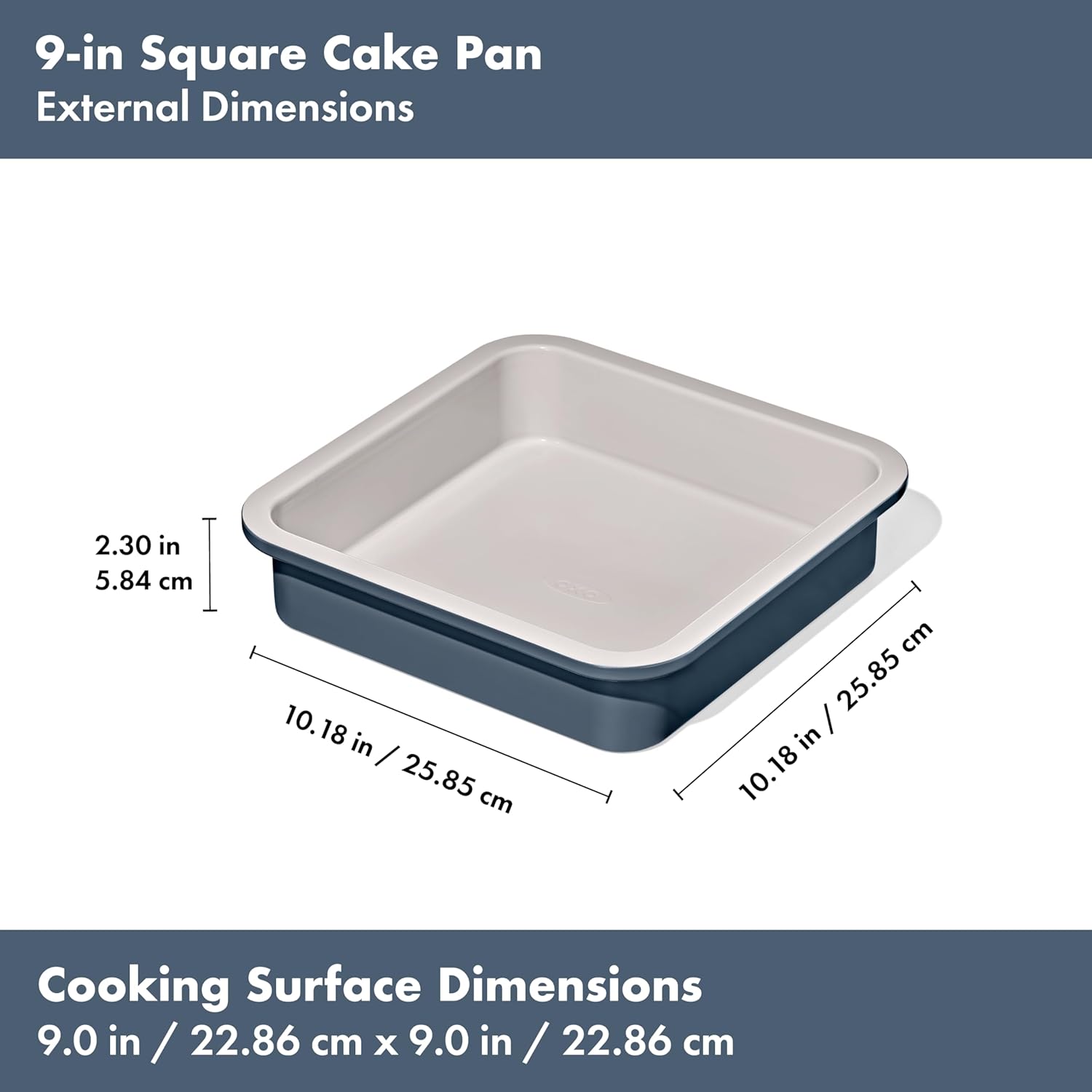 OXO Good Grips 9” Square Cake Pan - Non-Stick Pro Ceramic Coated Bakeware in Storm Blue