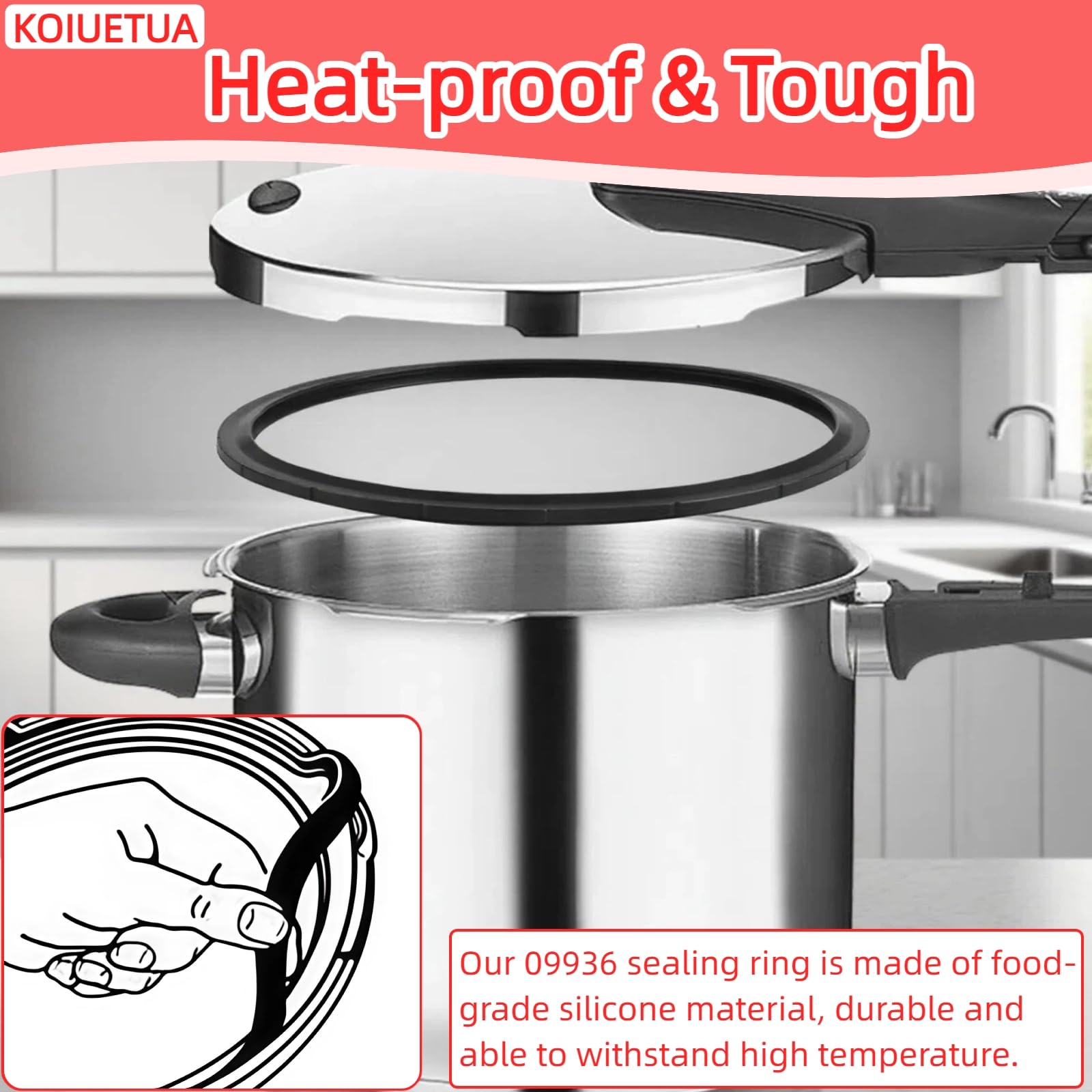 09936 Pressure Cooker Sealing Ring and Overpressure Plug Pack Fit for Presto Pressure Cooker Various 4 Quart 6 Quart Parts Compatible with Models 0126002 0136102 0136403 0136304 0136001 0216001