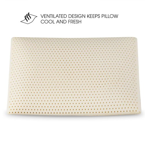 ECQOLRA 100% Natural Talalay Latex Pillow, Luxury Standard Size Medium Support Sleeping Bed Pillow for Side, Back, and Stomach Sleepers, Extra Soft Latex Foam Pillow, Removable Breathable Cotton Cover