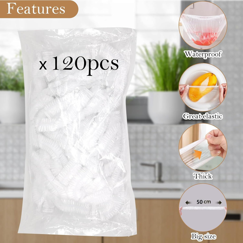 Skiennix 120pcs Shower Caps - Reusable Bowl Covers for Sourdough Bread Proofing | Elastic Plastic Design