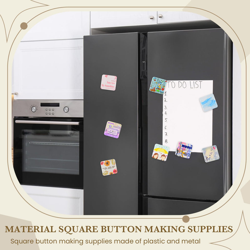 Wavwavw 150 Sets 50mm/1.97 Inch Square Button Maker Supplies, 75 Pcs Blank Fridge Magnet Badge Parts and 75 Pcs Pin-Back Badge Parts Press for Square Button Maker Machine, DIY Gift Crafts