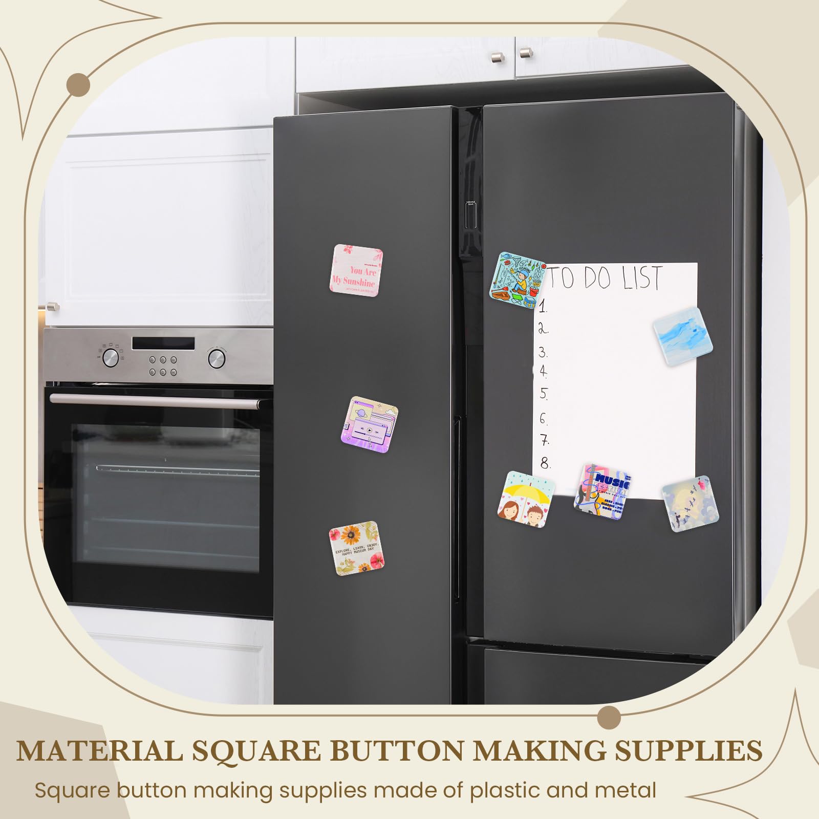 Wavwavw 150 Sets 50mm/1.97 Inch Square Button Maker Supplies, 75 Pcs Blank Fridge Magnet Badge Parts and 75 Pcs Pin-Back Badge Parts Press for Square Button Maker Machine, DIY Gift Crafts
