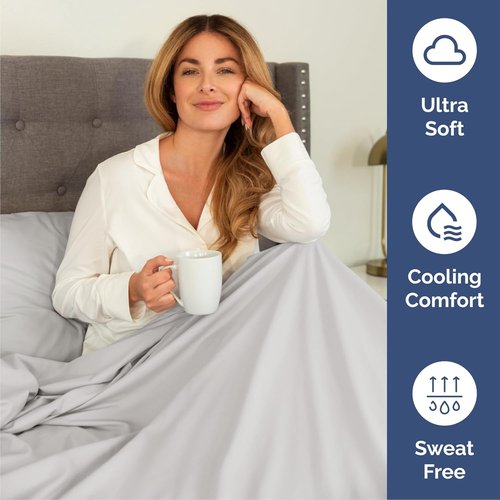 Hotel Luxury Twin Size 3-Piece Sheet Set by [Brand Name] - Comfy, Breathable & Cooling - Deep Pockets, Soft, Wrinkle-Free - Oeko-Tex Certified, French Grey