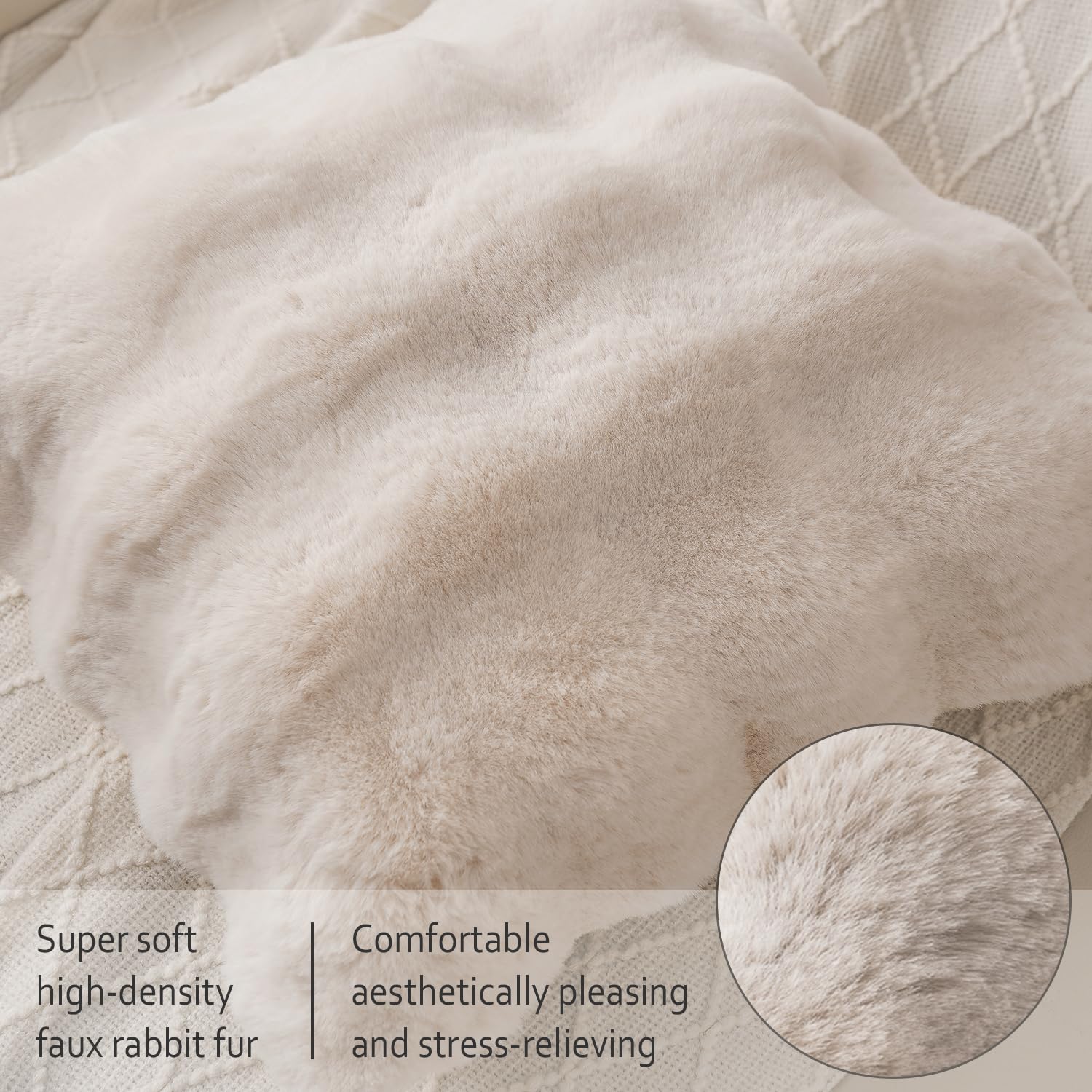 SOMAHE Set of 2 Throw Pillow Covers 18x18 Decorative Pillow Covers for Couch Faux Fur Soft Cozy Pillowcase Sofa Fluffy Plush Pillow Cases Cream White