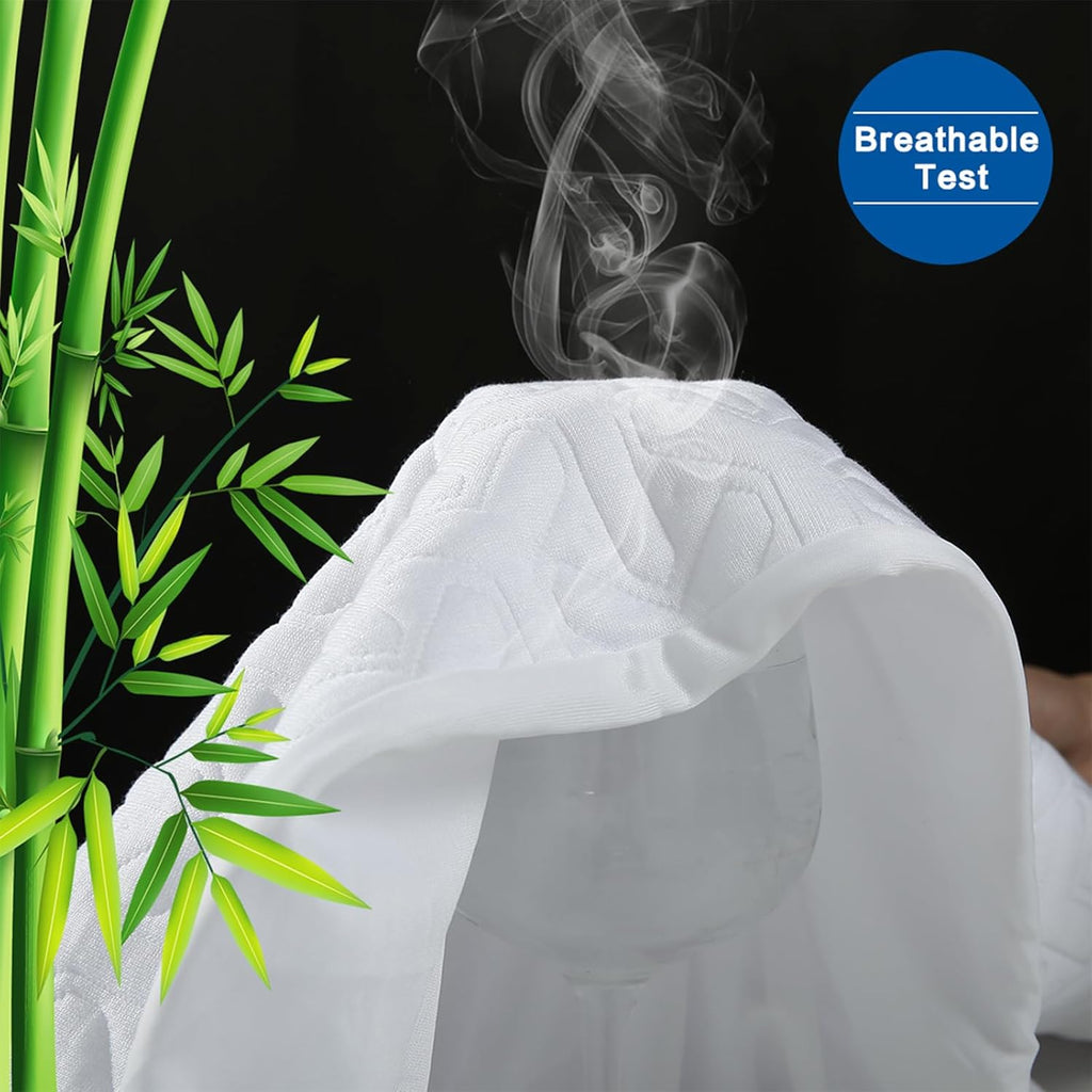 Skiennix Premium Waterproof Mattress Protector - Breathable 4D Air Cooling Queen Size Pad | Noiseless & Vinyl Free (White)