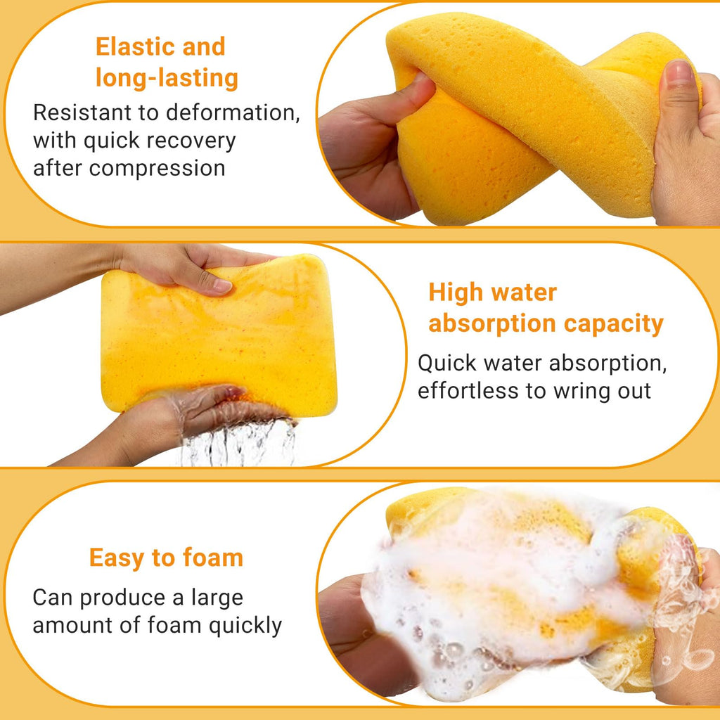 30 Pcs Large Sponges Bulk 7.5 x 5.5 x 1.9 Inch Yellow Grouting Sponge Non-Scratch Scrubber Car Wash Thick Heavy Duty Scrub Sponges Multifunctional Sponge for Cleaning Dishes Car Tile Crafts Supplies