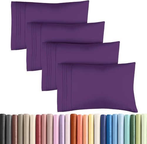 King Pillow Cases by [Brand Name] - Ultra Soft Hotel Quality Covers | Wrinkle-Free & Fade Resistant - 4 Piece Set in Purple