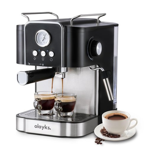 Olayks Espresso Machine 20 Bar, Professtional Espresso Coffee Maker with Milk Frother Steam Wand for Latte, Cappuccino, Espresso Maker with 1.8L Removable Water Tank, Gift for Dad or Mom