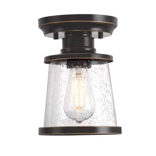 Westinghouse 6113000 Emma Jane 7 Inch Vintage-Style One-Light Outdoor Semi Flush Mount Ceiling Light, Amber Bronze Finish, Clear Seeded Glass