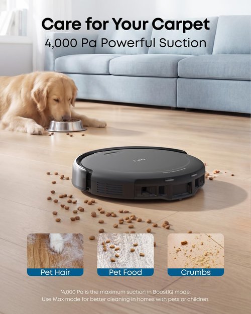 Eufy C10 Robot Vacuum - Self-Emptying with 8 Weeks Hands-Free Operation | Advanced Smart Mapping & LiDAR Navigation, 2.85-Inch Slim Design, Powerful Suction for Pet Hair